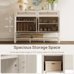 SICOTAS Rattan Sideboard Buffet Cabinet with Storage - Large Credenza with 4 Doors & 2 Drawers, Boho Coffee Bar Cabinets Console Buffet Table for Dining Room, Hallway, Kitchen