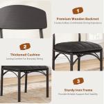 Jocoevol Dining Chairs Set of 4 - Upholstered Dining Room Chairs with PU Leather, Industrial Kitchen Chairs with Wooden Backrest and Thickened Metal Legs, for Dining Room, Living Room（Black）