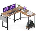 Sweetcrispy L Shaped Desk Computer Gaming Corner Table 51 Inch Home Office Writing Student Work PC Workstation with Side Storage Bag CPU Stand for Bedroom Small Spaces