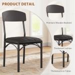 Jocoevol Dining Chairs Set of 4 - Upholstered Dining Room Chairs with PU Leather, Industrial Kitchen Chairs with Wooden Backrest and Thickened Metal Legs, for Dining Room, Living Room（Black）
