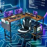 Sweetcrispy L Shaped Desk Computer Gaming Corner Table 51 Inch Home Office Writing Student Work PC Workstation with Side Storage Bag CPU Stand for Bedroom Small Spaces