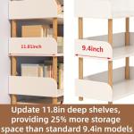 4-Tier Open Bookcase with Extra-Deep Shelves - Modern Display Bookshelf Premium Solid Wood for Living Room, Home Office & Bedroom, 11.8in Deep Storage Cabinet, Warm White (Warm White, Extra Large, 4)