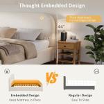 Christopher Knight Home Lanet Linen Upholstered King Size Bed Frame with Headboard, Modern King Bed Frame and Headboard, Wooden Slats Support, Easy Assembly, No Box Spring Needed, Beige