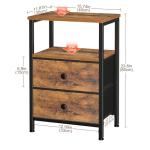 LOAKEKEL Night Stand Set 2, Bed Side Table with 2 Fabric Drawers, Nightstand with Open Storage Shelf for Bedroom, Small End Tables Living Room, Rustic Brown, HETS002BR