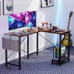 Sweetcrispy L Shaped Desk Computer Gaming Corner Table 51 Inch Home Office Writing Student Work PC Workstation with Side Storage Bag CPU Stand for Bedroom Small Spaces