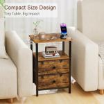 LOAKEKEL Night Stand Set 2, Bed Side Table with 2 Fabric Drawers, Nightstand with Open Storage Shelf for Bedroom, Small End Tables Living Room, Rustic Brown, HETS002BR