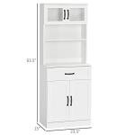 HOMCOM 63.5 Inches Freestanding Kitchen Pantry, 4-Door Buffet Cabinet with Hutch, Coffee Bar Storage Cabinet with Adjustable Shelves, White