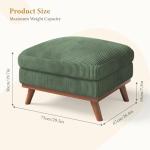 Vesgantti Large Ottoman for Modular Sofa, 29.5" Corduroy Pouf Ottoman with Spring Cushion, Rectangle Foot Rest for Couch, Entrance Footstool with Wood Legs, Footstool for Living Room, Bedroom, Green