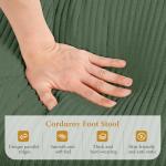 Vesgantti Large Ottoman for Modular Sofa, 29.5" Corduroy Pouf Ottoman with Spring Cushion, Rectangle Foot Rest for Couch, Entrance Footstool with Wood Legs, Footstool for Living Room, Bedroom, Green