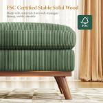 Vesgantti Large Ottoman for Modular Sofa, 29.5" Corduroy Pouf Ottoman with Spring Cushion, Rectangle Foot Rest for Couch, Entrance Footstool with Wood Legs, Footstool for Living Room, Bedroom, Green