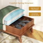 Vesgantti Large Ottoman for Modular Sofa, 29.5" Corduroy Pouf Ottoman with Spring Cushion, Rectangle Foot Rest for Couch, Entrance Footstool with Wood Legs, Footstool for Living Room, Bedroom, Green