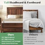 AMERLIFE 52.2" Farmhouse King Bed Frame with Tall -Panel Headboard & Footboard, Wood Platform Bed Frame with 3 Large Storage Drawers, Noiseless, No Box Spring Needed, Rustic Brown