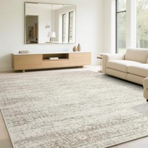 Srugn Washable Rugs 6x9 Area Rugs for Living Room,Rugs for Bedroom, Large Carpets,Ultra Soft Faux Wool Retro Dining Room Rug,Non Slip&Non-Shedding Low Pile Vintage Print Rug Indoor for Home Office