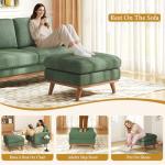 Vesgantti Large Ottoman for Modular Sofa, 29.5" Corduroy Pouf Ottoman with Spring Cushion, Rectangle Foot Rest for Couch, Entrance Footstool with Wood Legs, Footstool for Living Room, Bedroom, Green