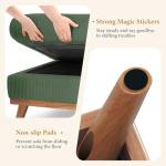 Vesgantti Large Ottoman for Modular Sofa, 29.5" Corduroy Pouf Ottoman with Spring Cushion, Rectangle Foot Rest for Couch, Entrance Footstool with Wood Legs, Footstool for Living Room, Bedroom, Green