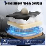 Primy Office Chair, Ergonomic Leather Desk Chair with Flip-up Armrests, Big and Tall High Back Executive Computer & Gaming Chair with Footrest, Comfy Padded, Rocking Function and Lumbar Support(Black)