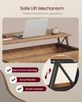 VASAGLE Lift Top Coffee Table, Lift Tabletop Dining Table, Gas Spring, Hidden Compartment, Open Storage Shelf, for Living Room, Home Office, Honey Brown ULCT268KB01S