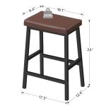 HOOBRO Bar Stools, Set of 2 Bar Chairs, Counter Height Bar Stools, 24 Inch Barstools for Kitchen Counter, PU Upholstered Kitchen Stools, for Kitchen, Bar, Dining Room, Brown and Black BC01MD01