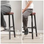 HOOBRO Bar Stools, Set of 2 Bar Chairs, Counter Height Bar Stools, 24 Inch Barstools for Kitchen Counter, PU Upholstered Kitchen Stools, for Kitchen, Bar, Dining Room, Brown and Black BC01MD01