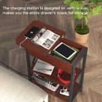 LIDYUK End Table with Charging Station, Flip Top Side Table with USB Ports and Outlets, Nightstand for Small Spaces, Bedside Tables with Storage Shelf for Living Room, Bedroom, Dark Cherry