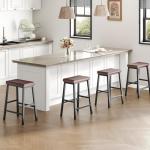 HOOBRO Bar Stools, Set of 2 Bar Chairs, Counter Height Bar Stools, 24 Inch Barstools for Kitchen Counter, PU Upholstered Kitchen Stools, for Kitchen, Bar, Dining Room, Brown and Black BC01MD01