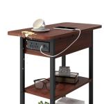 LIDYUK End Table with Charging Station, Flip Top Side Table with USB Ports and Outlets, Nightstand for Small Spaces, Bedside Tables with Storage Shelf for Living Room, Bedroom, Dark Cherry