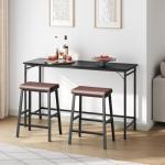 HOOBRO Bar Stools, Set of 2 Bar Chairs, Counter Height Bar Stools, 24 Inch Barstools for Kitchen Counter, PU Upholstered Kitchen Stools, for Kitchen, Bar, Dining Room, Brown and Black BC01MD01