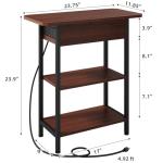 LIDYUK End Table with Charging Station, Flip Top Side Table with USB Ports and Outlets, Nightstand for Small Spaces, Bedside Tables with Storage Shelf for Living Room, Bedroom, Dark Cherry