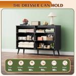 WLIVE Black Dresser for Bedroom, 47'' Wide 6 Drawer Wooden Chest of Drawers, Modern Dresser Storage Organizer, TV Stand for 55 inch TV, for Living Room, Hallway, Closet