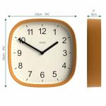 JONES CLOCKS® Sprite wall Clock | Modern Retro Rounded Square Clock | 10 inch | Mustard Yellow | Easy to Read Numbers | Perfect for Kitchen or Office