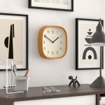 JONES CLOCKS® Sprite wall Clock | Modern Retro Rounded Square Clock | 10 inch | Mustard Yellow | Easy to Read Numbers | Perfect for Kitchen or Office