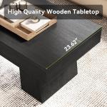 LITTLE TREE Farmhouse Coffee Table, 47 Inches Wooden Rectangular Accent Center Tables with Thick Base, Modern Low Cocktail Tea Furniture for Living Room (Black)