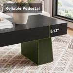 LITTLE TREE Farmhouse Coffee Table, 47 Inches Wooden Rectangular Accent Center Tables with Thick Base, Modern Low Cocktail Tea Furniture for Living Room (Black)