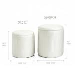 Faststar Round Storage Ottoman Stool Set of 2, Nesting Velvet Ottomans with 4-in-1 Footrest/Seat/Table/Storage, No Assembly Space Saver with Hidden Compartment for Living Room Bedroom Entryway White