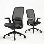 COLAMY Aether Executive Office Chair for Long Hours, One-Touch Easy Adjust Managerial Desk Chair with Levitating Seat Cushion & Pilot-Level Sync Armrests, 300 LBS Mid Back Mesh Computer Chair,Black