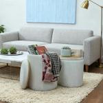 Faststar Round Storage Ottoman Stool Set of 2, Nesting Velvet Ottomans with 4-in-1 Footrest/Seat/Table/Storage, No Assembly Space Saver with Hidden Compartment for Living Room Bedroom Entryway White