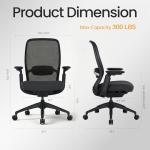 COLAMY Aether Executive Office Chair for Long Hours, One-Touch Easy Adjust Managerial Desk Chair with Levitating Seat Cushion & Pilot-Level Sync Armrests, 300 LBS Mid Back Mesh Computer Chair,Black
