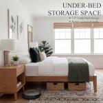 Yechen Japanese Joinery Bamboo King Bed Frame with Upholstered Headboard, Mid-Century FSC-Certified Solid Bamboo Wood Platform Beds, Noise-Free with Metal Support, Easy Assembly, No Box Spring Needed