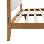 Yechen Japanese Joinery Bamboo King Bed Frame with Upholstered Headboard, Mid-Century FSC-Certified Solid Bamboo Wood Platform Beds, Noise-Free with Metal Support, Easy Assembly, No Box Spring Needed