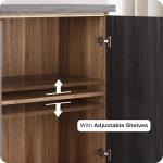 BELLEZE 65 Inch Buffet Sideboard Cabinet with Elegant Gold Trim, Modern Storage Console Table with Decorative Doors for Dining Room, Kitchen, and Living Room (Espresso Black)