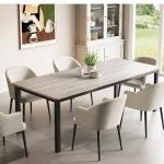 GarveeHome 70.8 in Industrial Dining Table for 6, Wooden Long Dinner Table with Mortise Tenon Design, Kitchen Table with Sturdy Metal Legs, for Dining Room Home Office Living Room, Grey