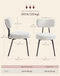 VASAGLE Boucle Dining Chairs Set of 4, Upholstered Kitchen Dining Room Chairs with Curved Backrest and Steel Frame, Modern Mid Century, Round, for Vanity, Living Room, Cream White UKDC110W14