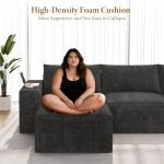 Vesgantti 114" Modular Sectional Boneless Couch, Modern 3 Seater Sofa with Ottoman & Deep Seat, Convertible Chenille L Shaped Cloud Couches for Living Room, No Assembly Required, Black