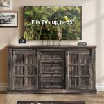 DWVO Farmhouse Sideboard Buffet Cabinet with Storage, Large Kitchen Storage Cabinet w/Sliding Barn Doors and Drawers for Dining Room, Living Rool, Dark Rustic Oak