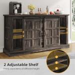 DWVO Farmhouse Sideboard Buffet Cabinet with Storage, Large Kitchen Storage Cabinet w/Sliding Barn Doors and Drawers for Dining Room, Living Rool, Dark Rustic Oak