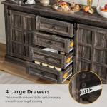 DWVO Farmhouse Sideboard Buffet Cabinet with Storage, Large Kitchen Storage Cabinet w/Sliding Barn Doors and Drawers for Dining Room, Living Rool, Dark Rustic Oak