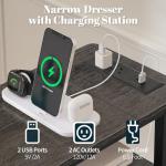 Yoobure LED Narrow Nightstand with Charging Station - Slim Dresser for Bedroom Narrow Side Table Storage Cabinet, Small Dressers Chest of Drawers, Tall Skinny Night Stand End Table for Small Spaces