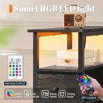 Yoobure LED Narrow Nightstand with Charging Station - Slim Dresser for Bedroom Narrow Side Table Storage Cabinet, Small Dressers Chest of Drawers, Tall Skinny Night Stand End Table for Small Spaces