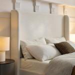 NTYUNRR Queen Size Upholstered Platform Bed Frame, 54" High Headboard Carmen Wingback Bed, Fully Upholstered Mattress Foundation, No Box Spring Needed No Noise, Minimalist, Textured Ivory