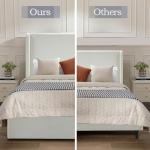 NTYUNRR Queen Size Upholstered Platform Bed Frame, 54" High Headboard Carmen Wingback Bed, Fully Upholstered Mattress Foundation, No Box Spring Needed No Noise, Minimalist, Textured Ivory